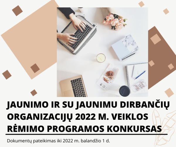 KVIEČIAME TEIKTI PARAIŠKAS JAUNIMO IR SU JAUNIMU DIRBANČIŲ ORGANIZACIJŲ 2019─2022 M. VEIKLOS...