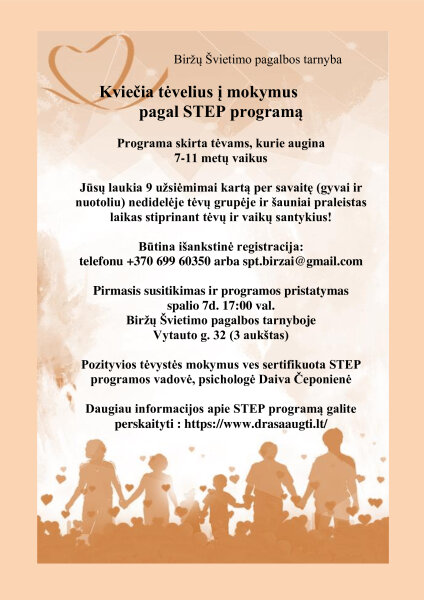 Kviečia tėvelius į mokymus pagal STEP programą