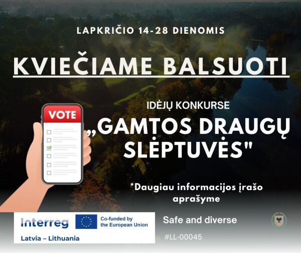 Kviečiame balsuoti idėjų konkurse „Gamtos draugų slėptuvės“! 